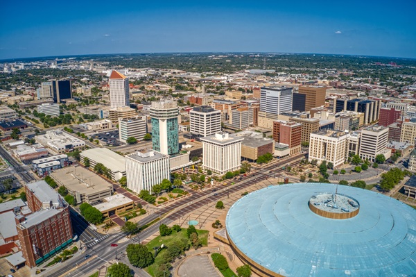 Aerial view of Wichita, Kansas.